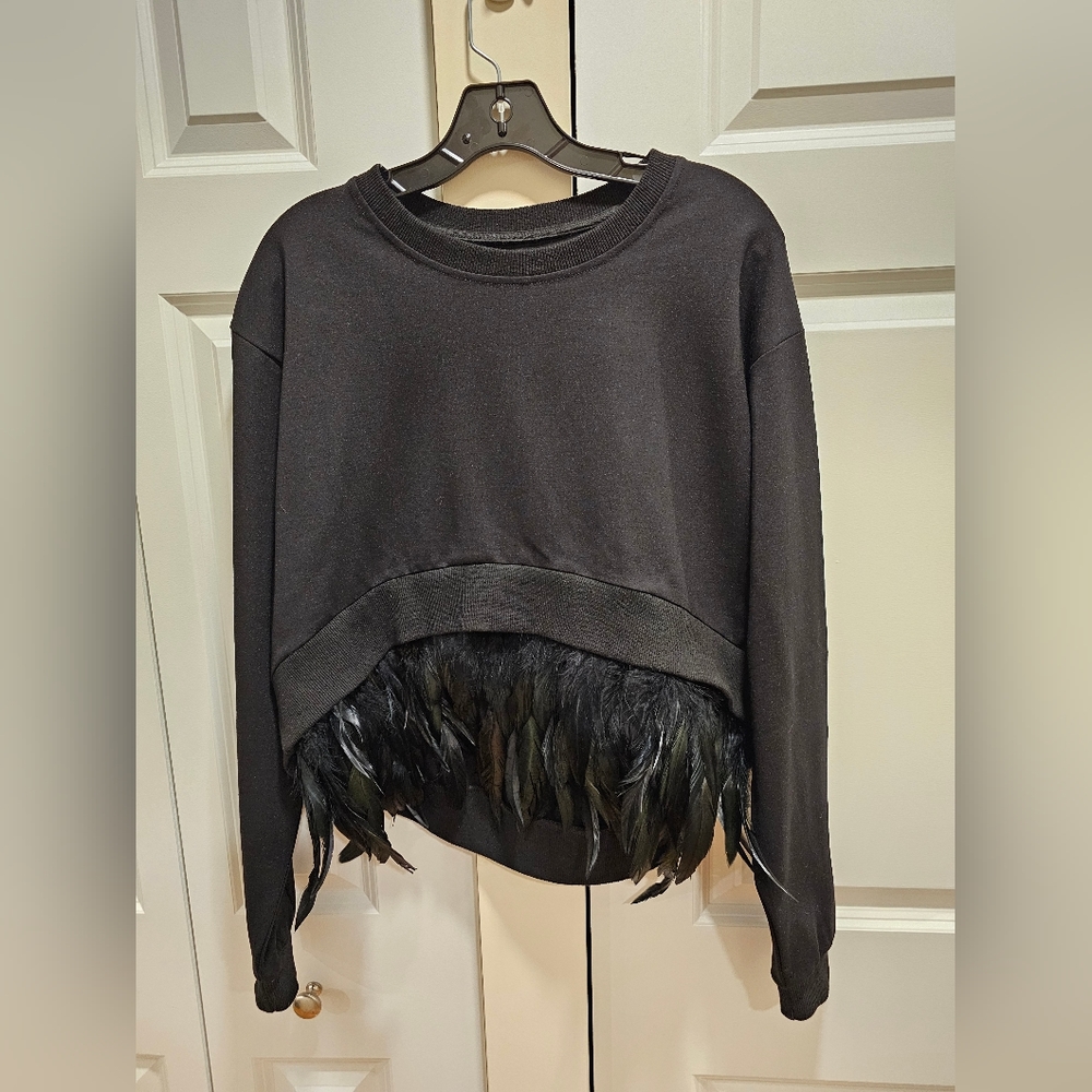 Souk Sepia, Large, Black feather sweater